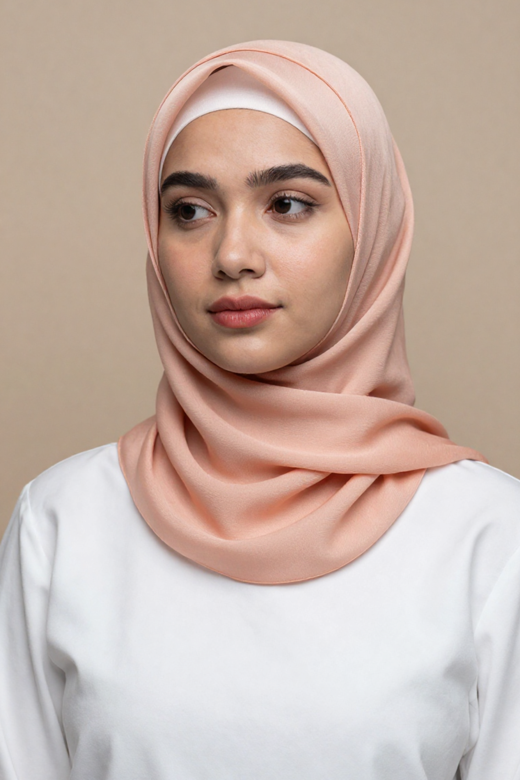 Crinkle Silk Scarves - Peach - Image 2