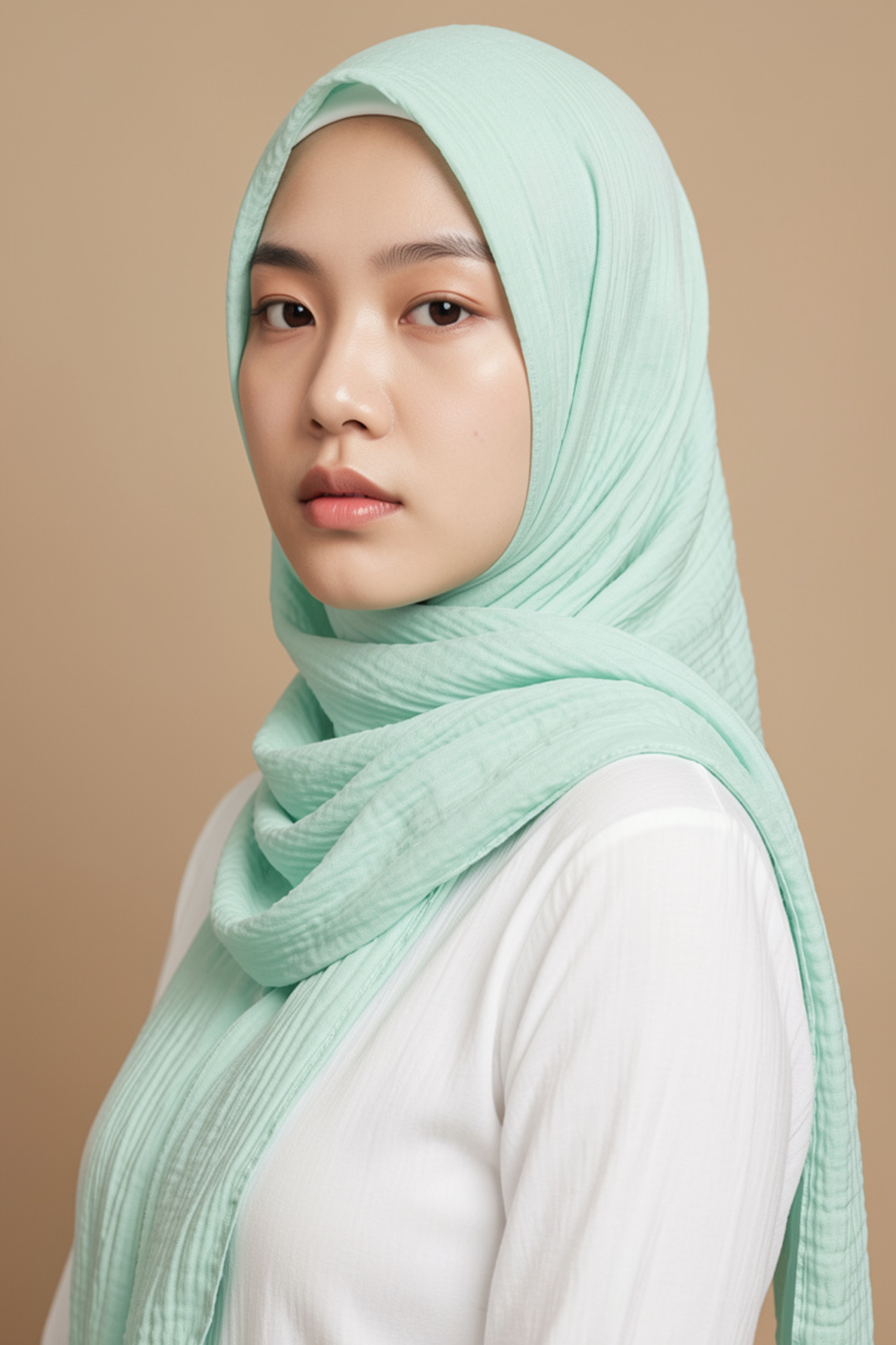 Crinkle Silk Scarves - Mint Green - Image 2