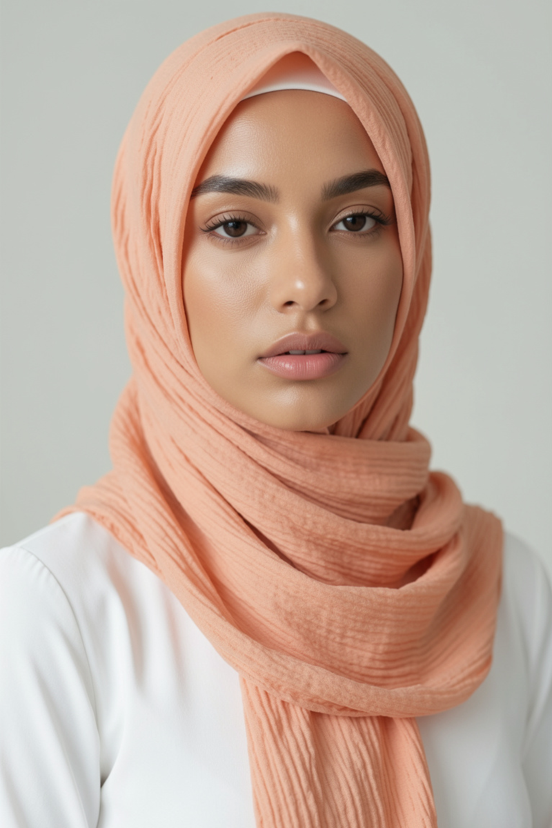 Crinkle Silk Scarves - Peach