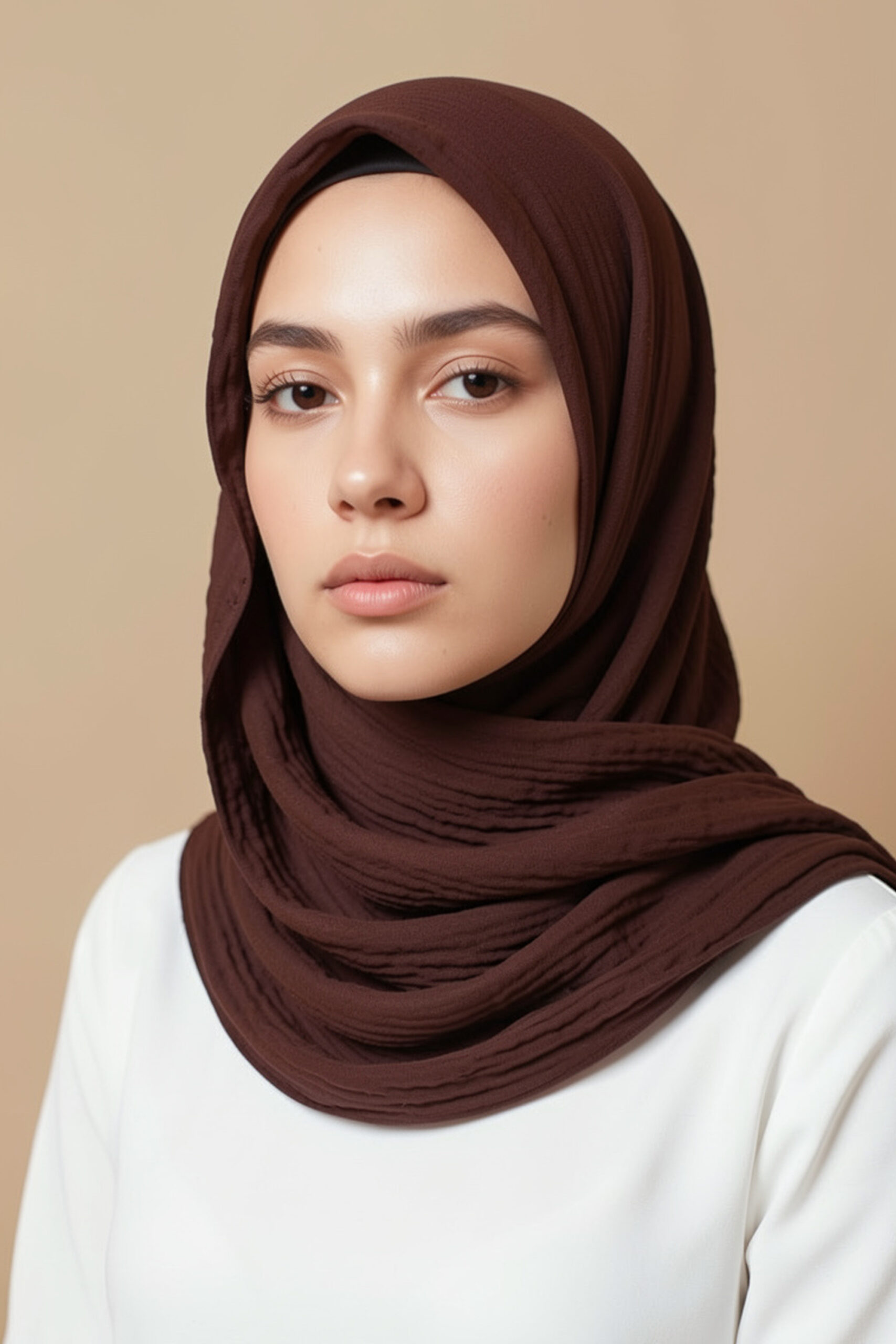 Crinkle Silk Scarves - Dark Brown - Image 2
