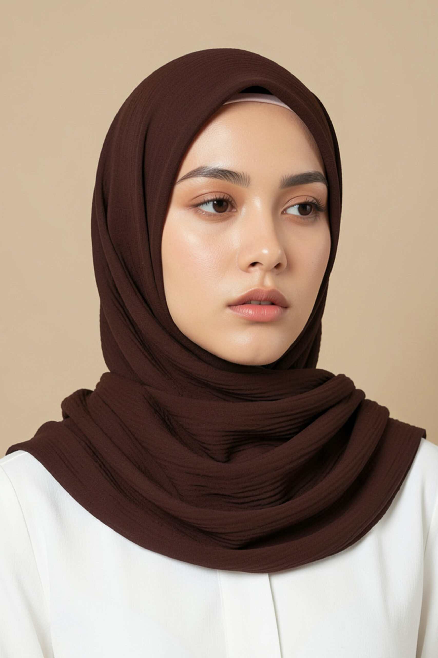 Crinkle Silk Scarves - Dark Brown - Image 3