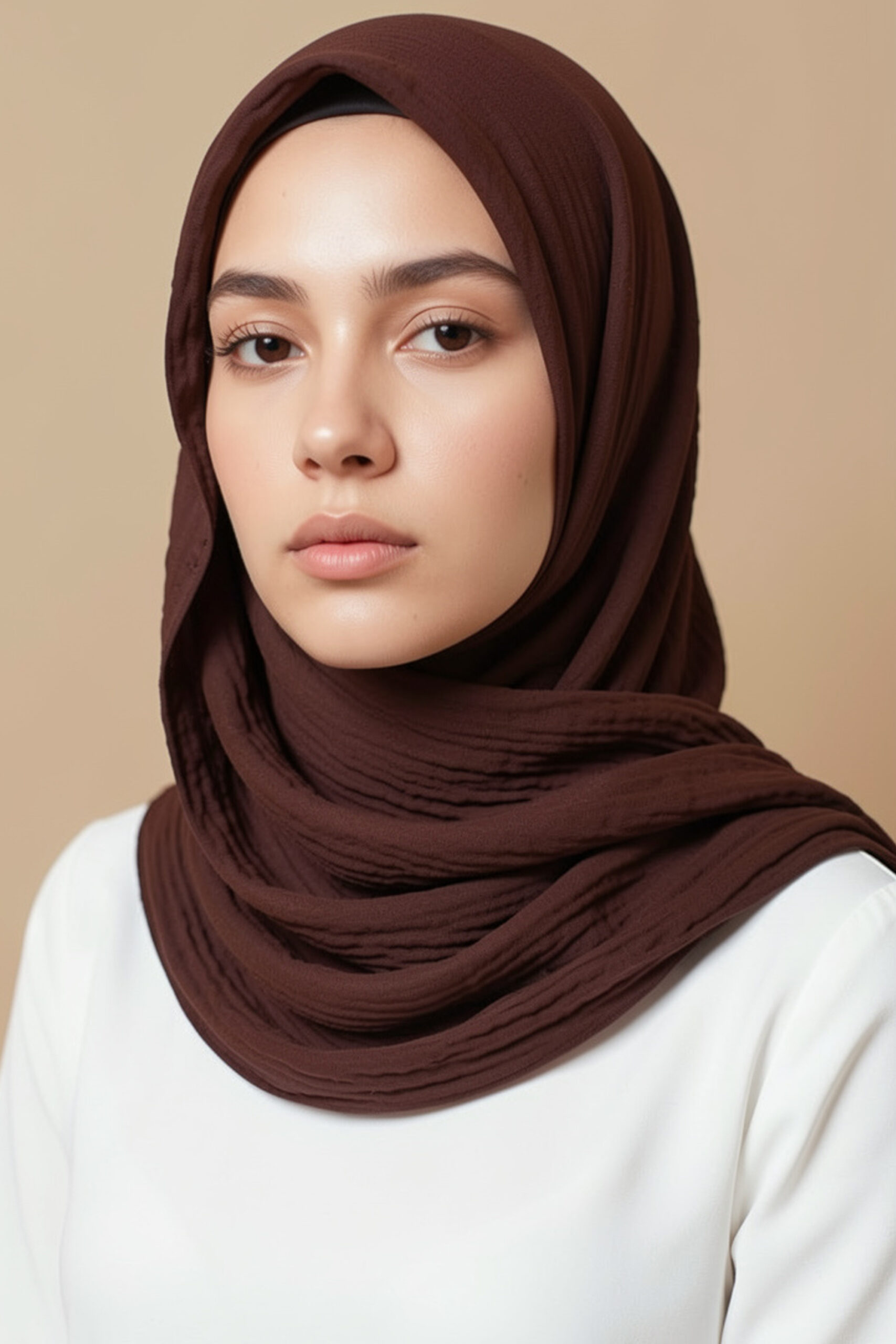 Crinkle Silk Scarves - Dark Brown - Image 4