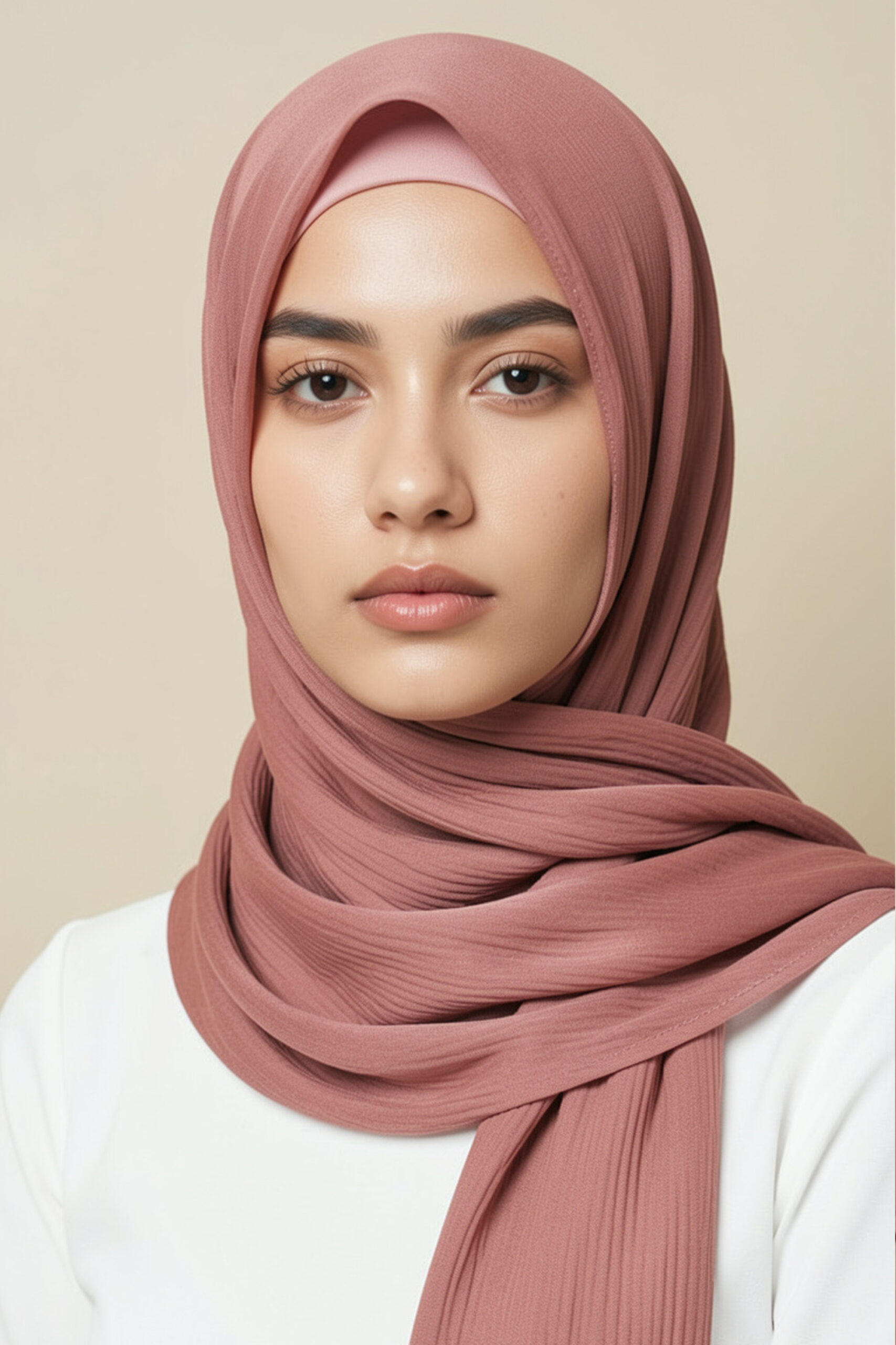 Crinkle Silk Scarves Dusty Rose