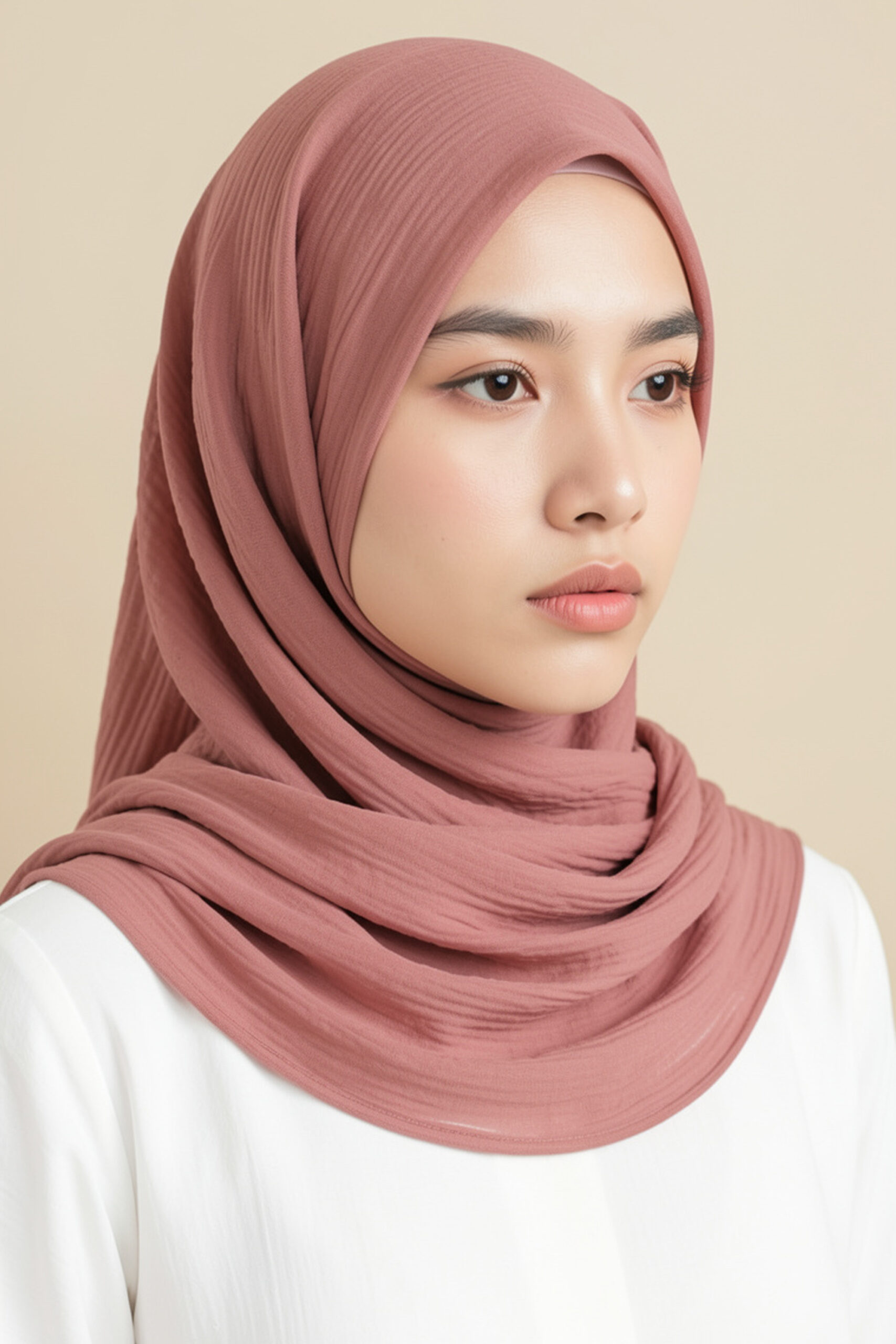 Crinkle Silk Scarves Dusty Rose - Image 2