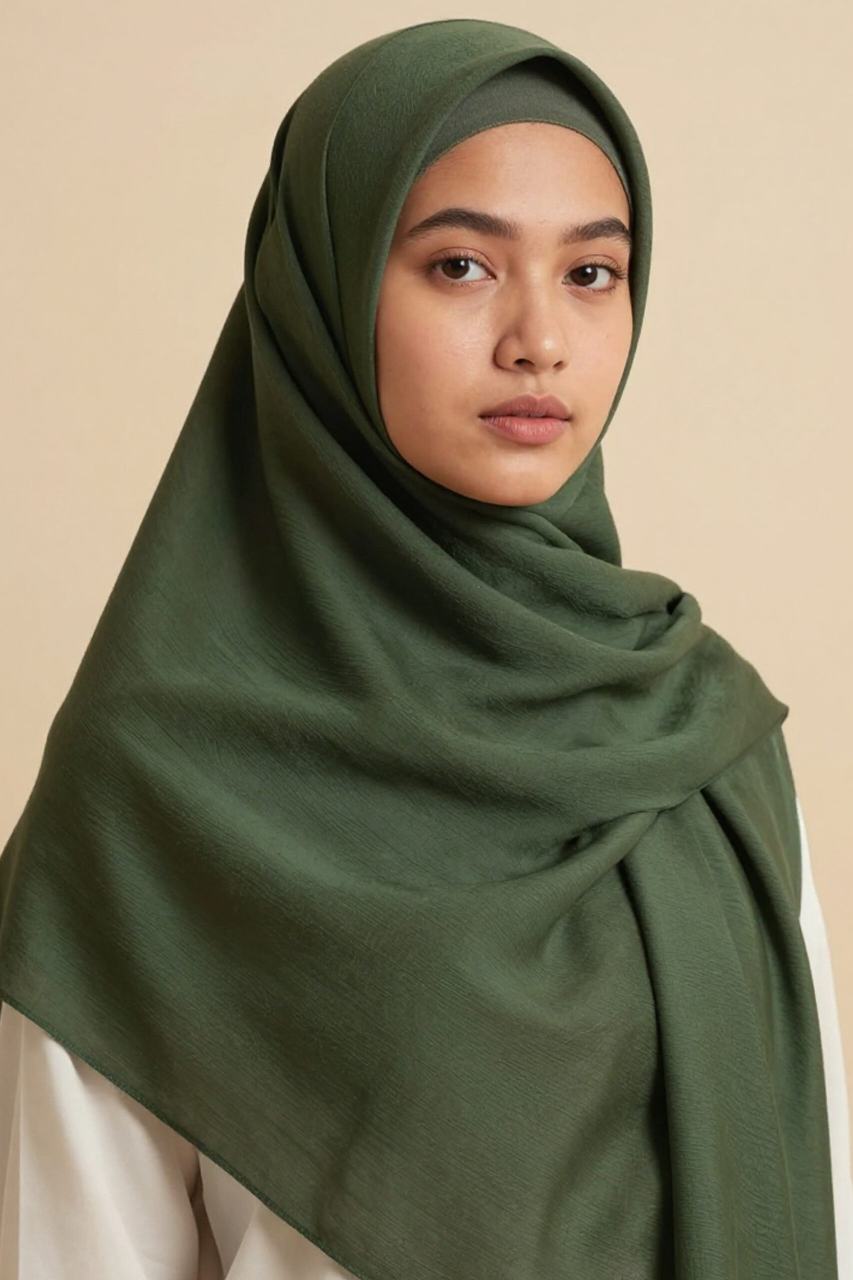 Crinkle Silk Scarves - Dark Green Color - Image 2