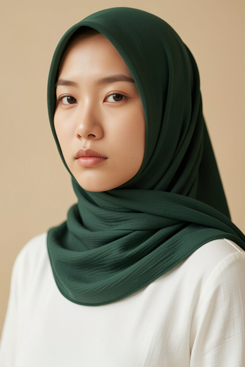 Crinkle Silk Scarves - Dark Green Color