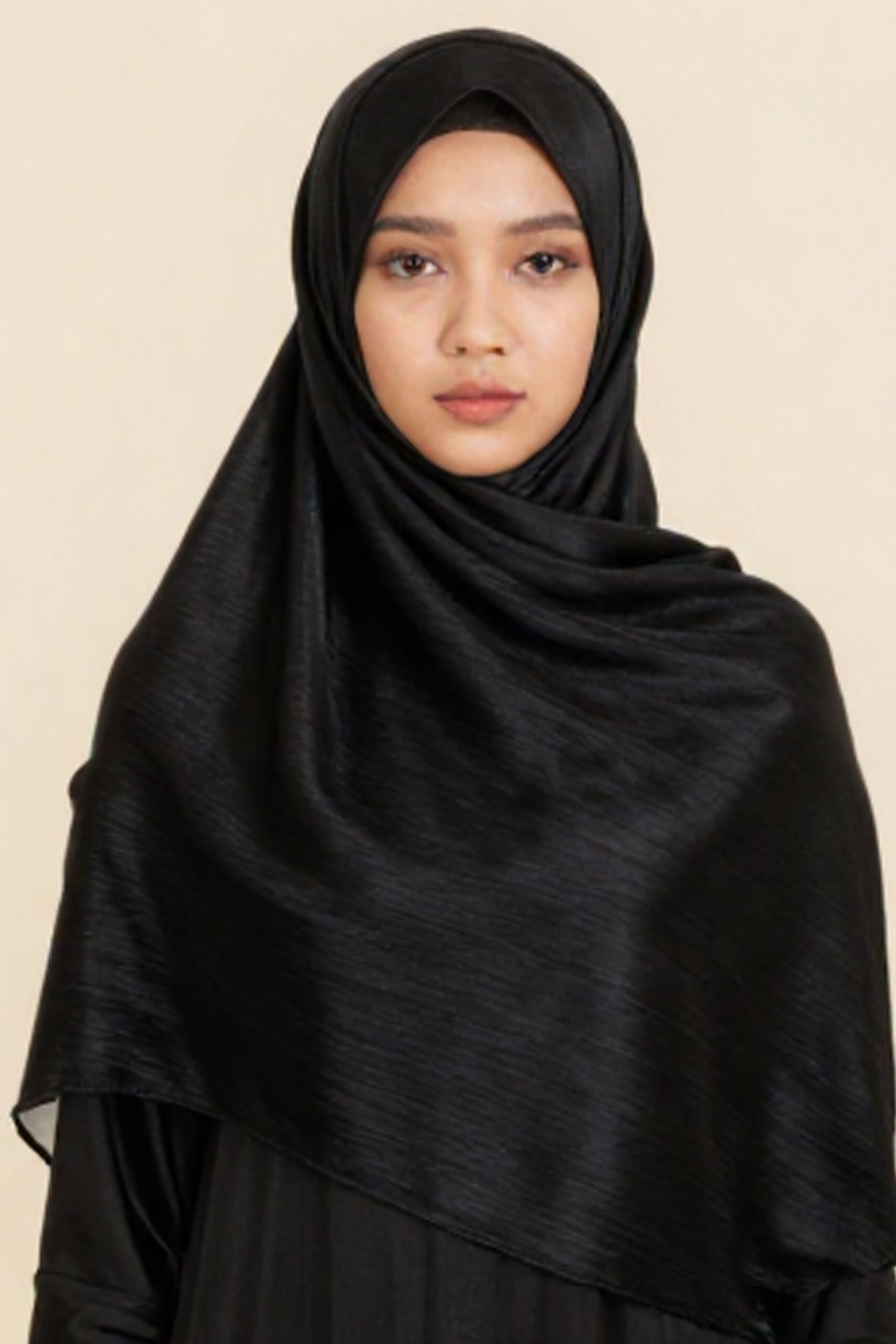 Crinkle Silk Scarves - Black Color
