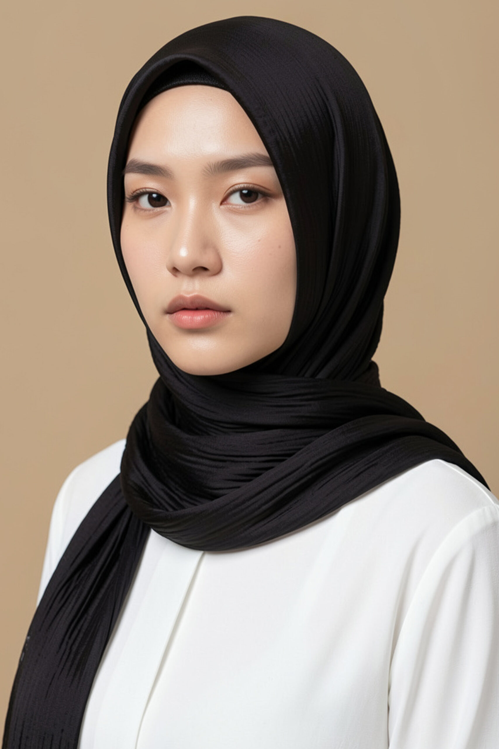 Crinkle Silk Scarves - Black Color - Image 5