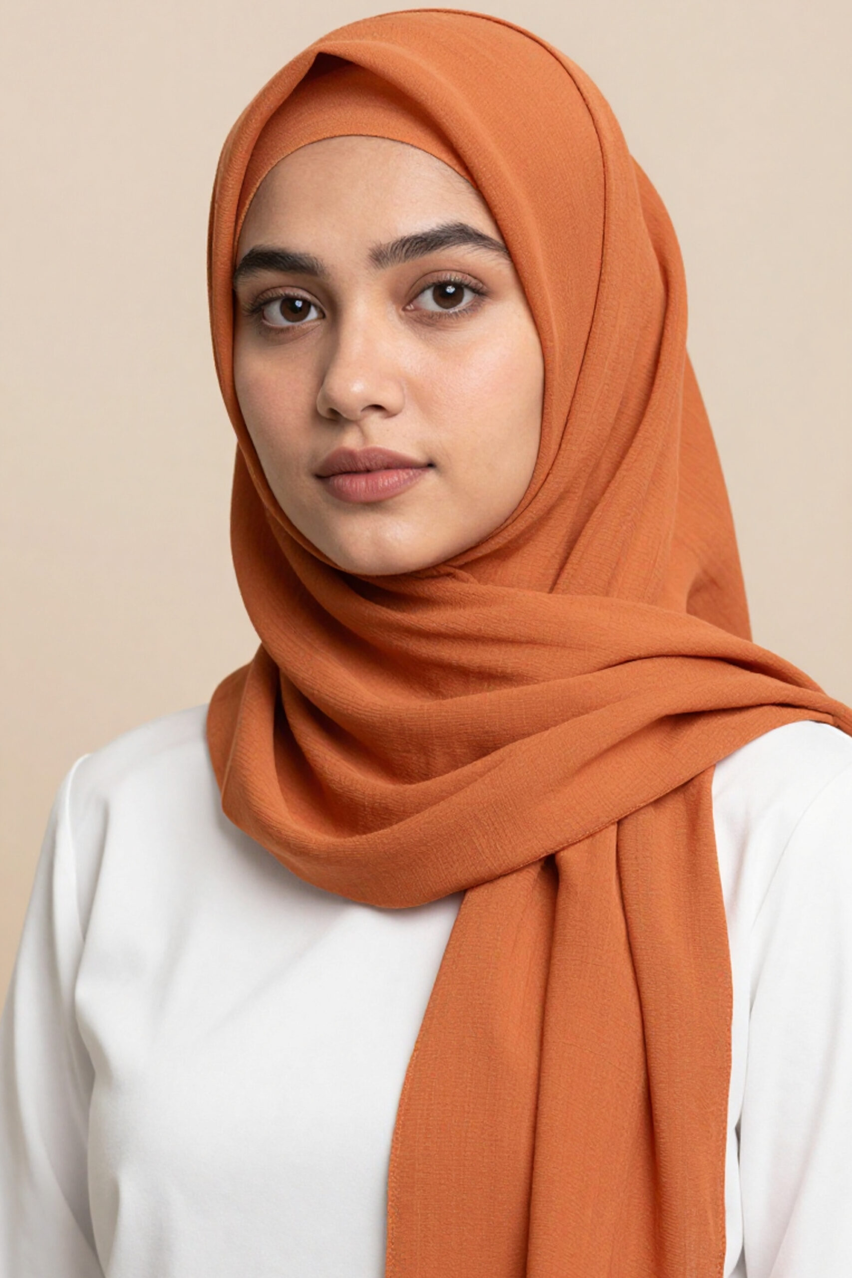 Crinkle Silk Scarves Burnt Orange - Image 3
