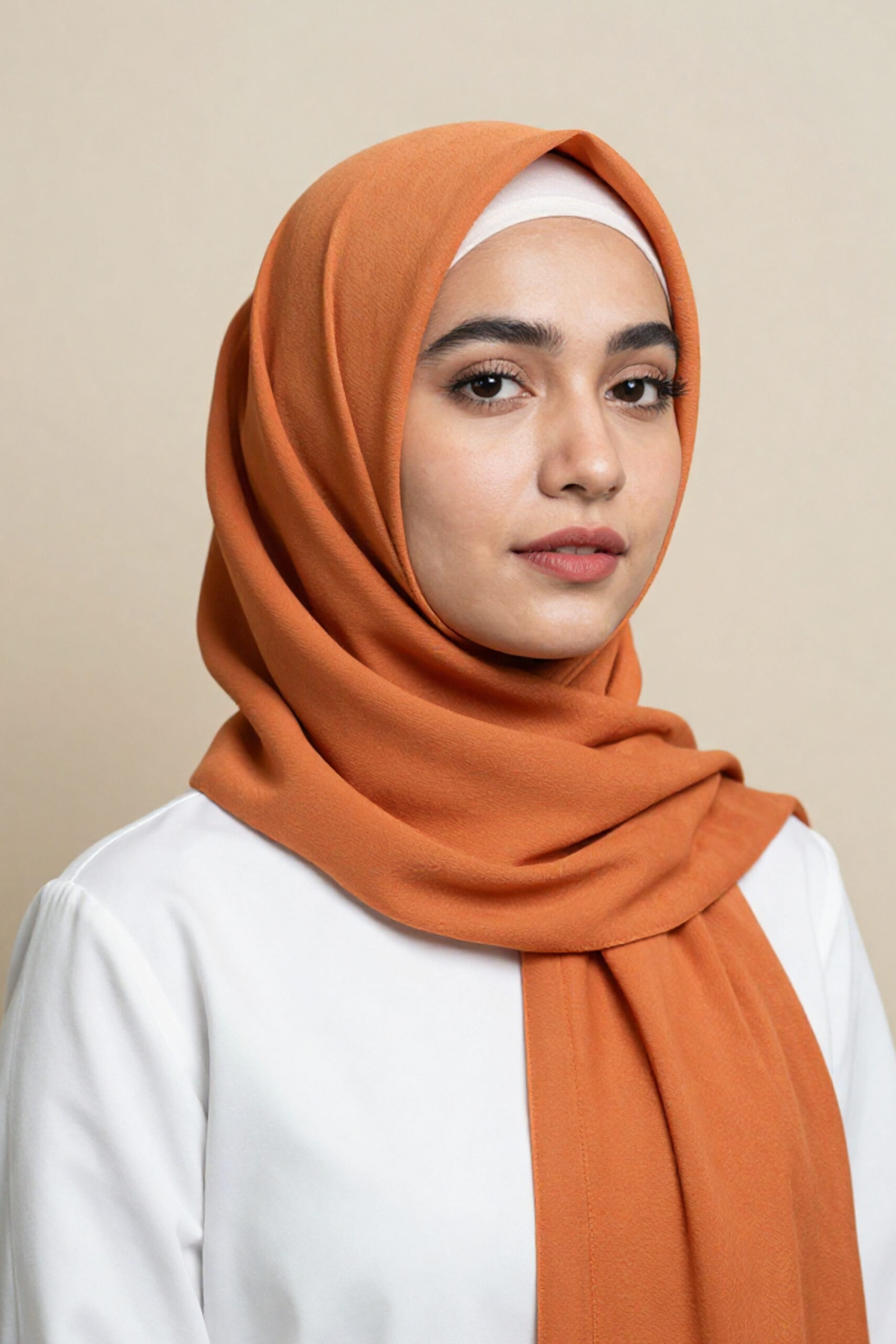 Crinkle Silk Scarves Burnt Orange - Image 2
