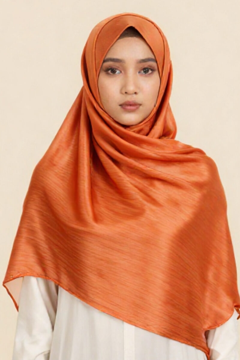 Crinkle Silk Scarves Burnt Orange