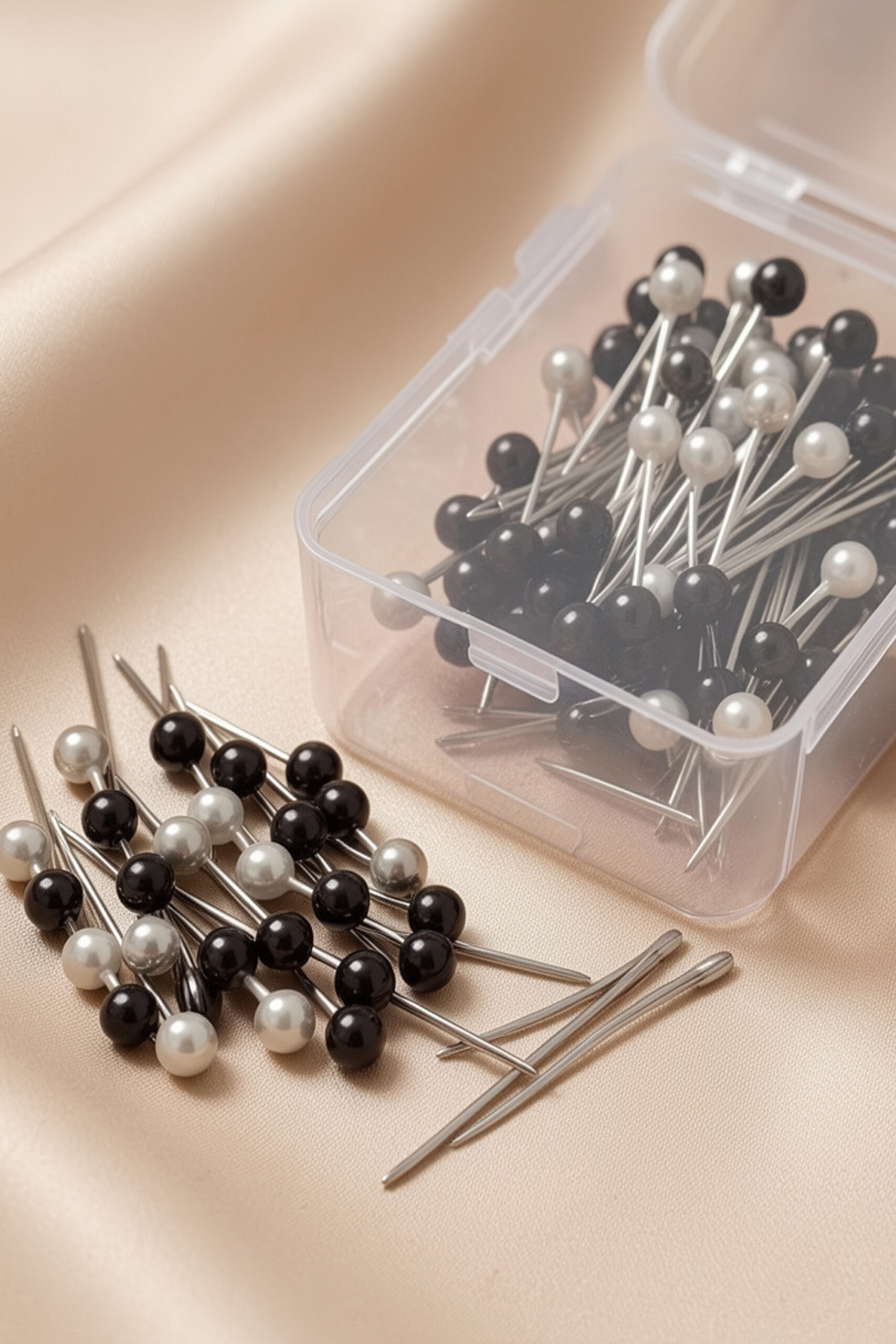 Premium Pearl Head Dressmaker Pins – Black & White Sewing Pins Box - Image 4