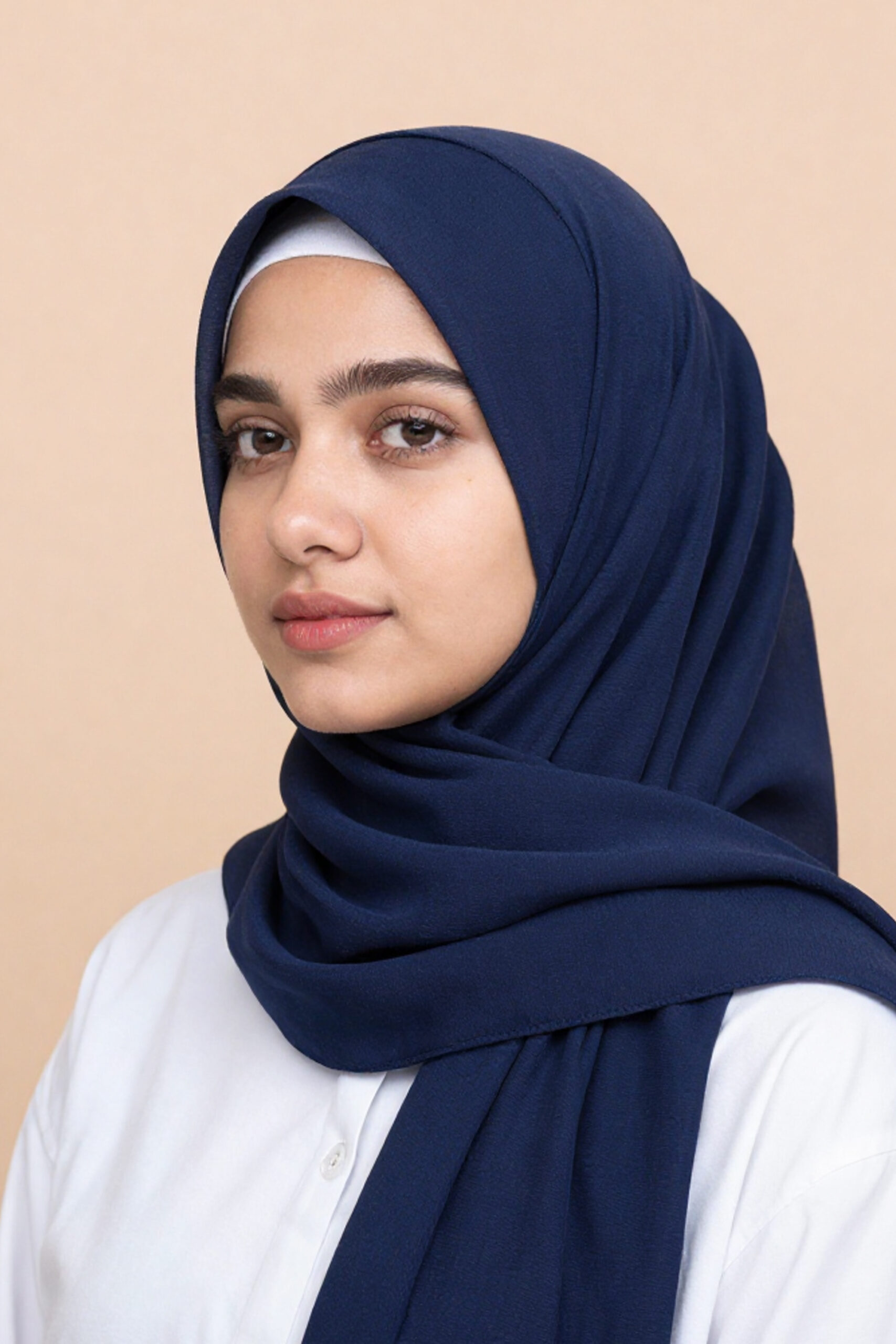 Crinkle Silk Scarves Navy Blue