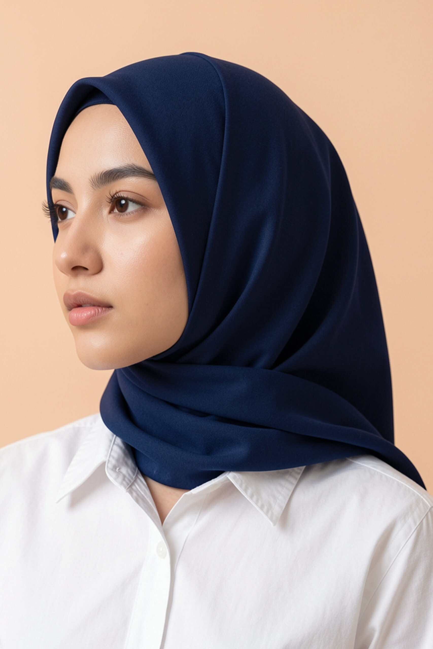 Crinkle Silk Scarves Navy Blue - Image 4