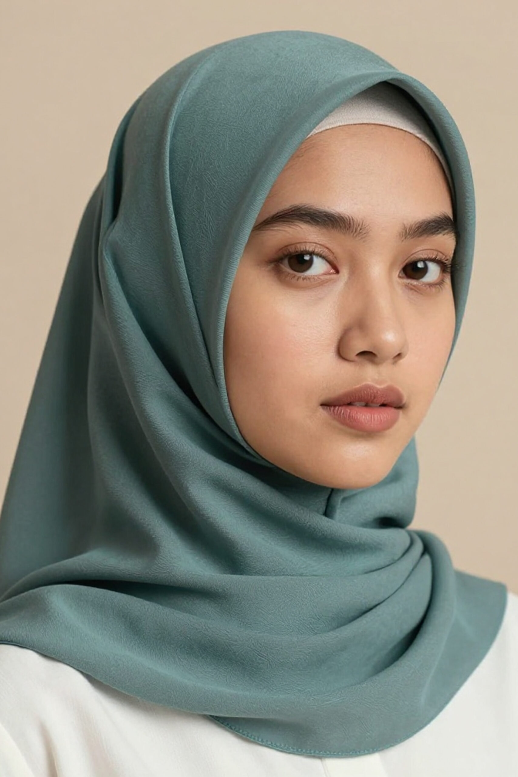 Crinkle Silk Scarves - Teal & Zinc Color - Image 2
