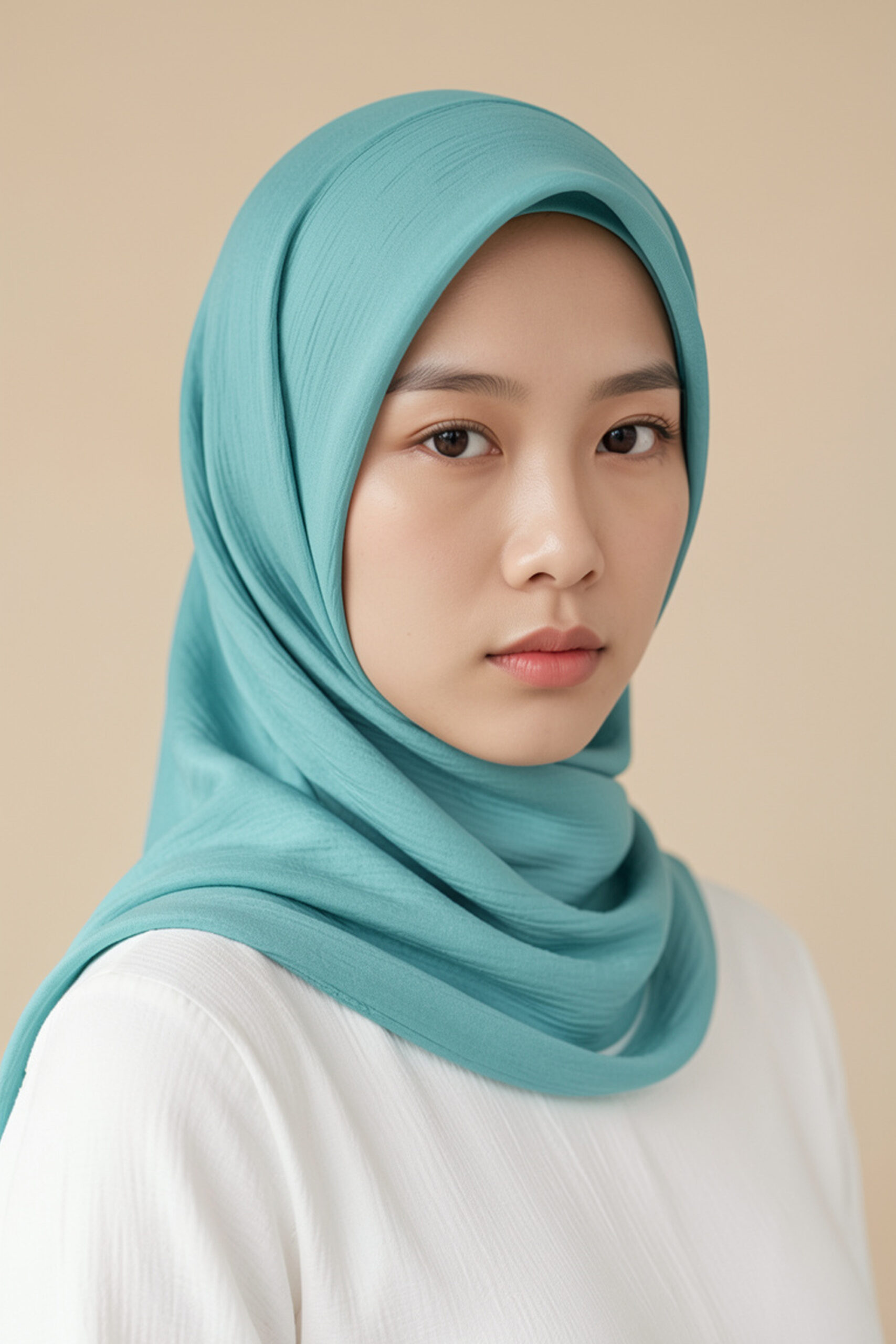 Crinkle Silk Scarves - Teal & Zinc Color - Image 4