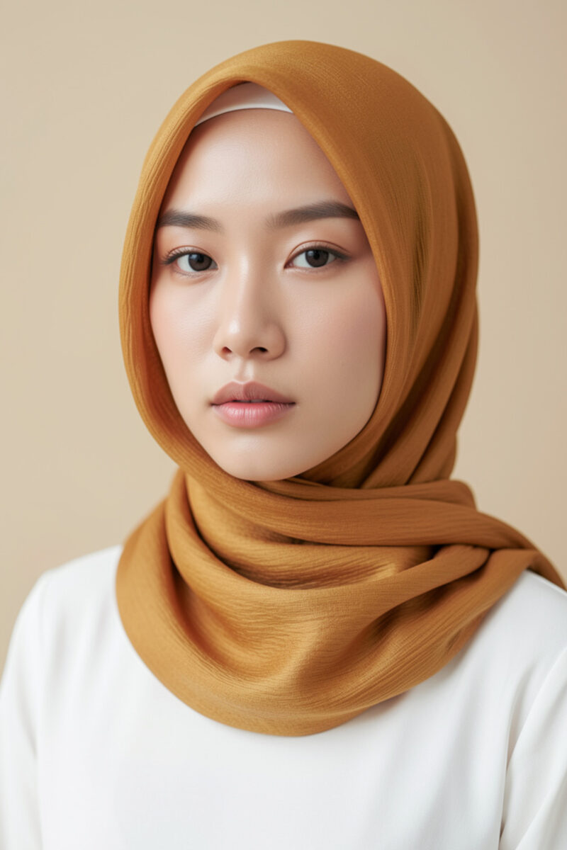 Crinkle Silk Scarves - Golden Color