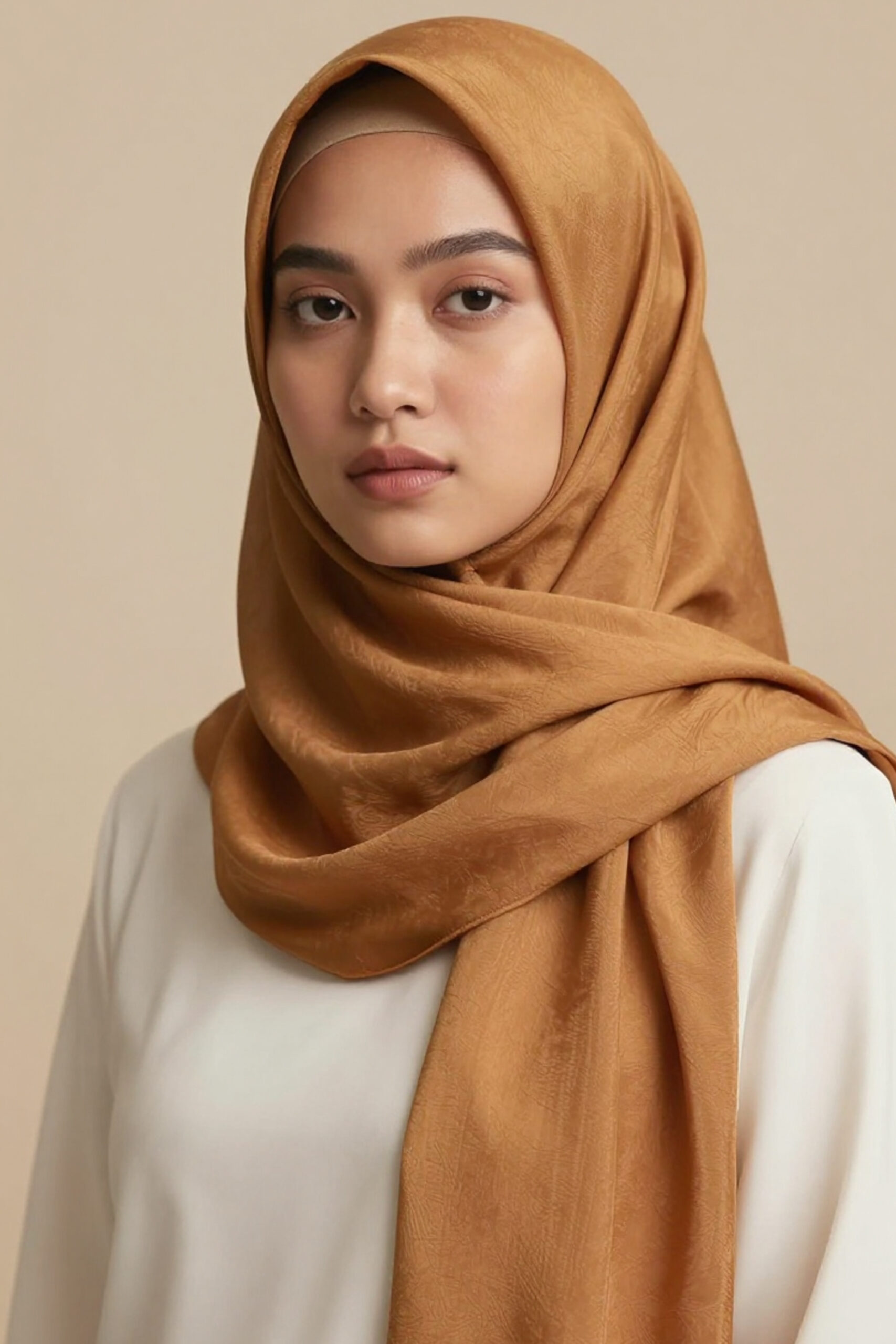 Crinkle Silk Scarves - Golden Color - Image 3