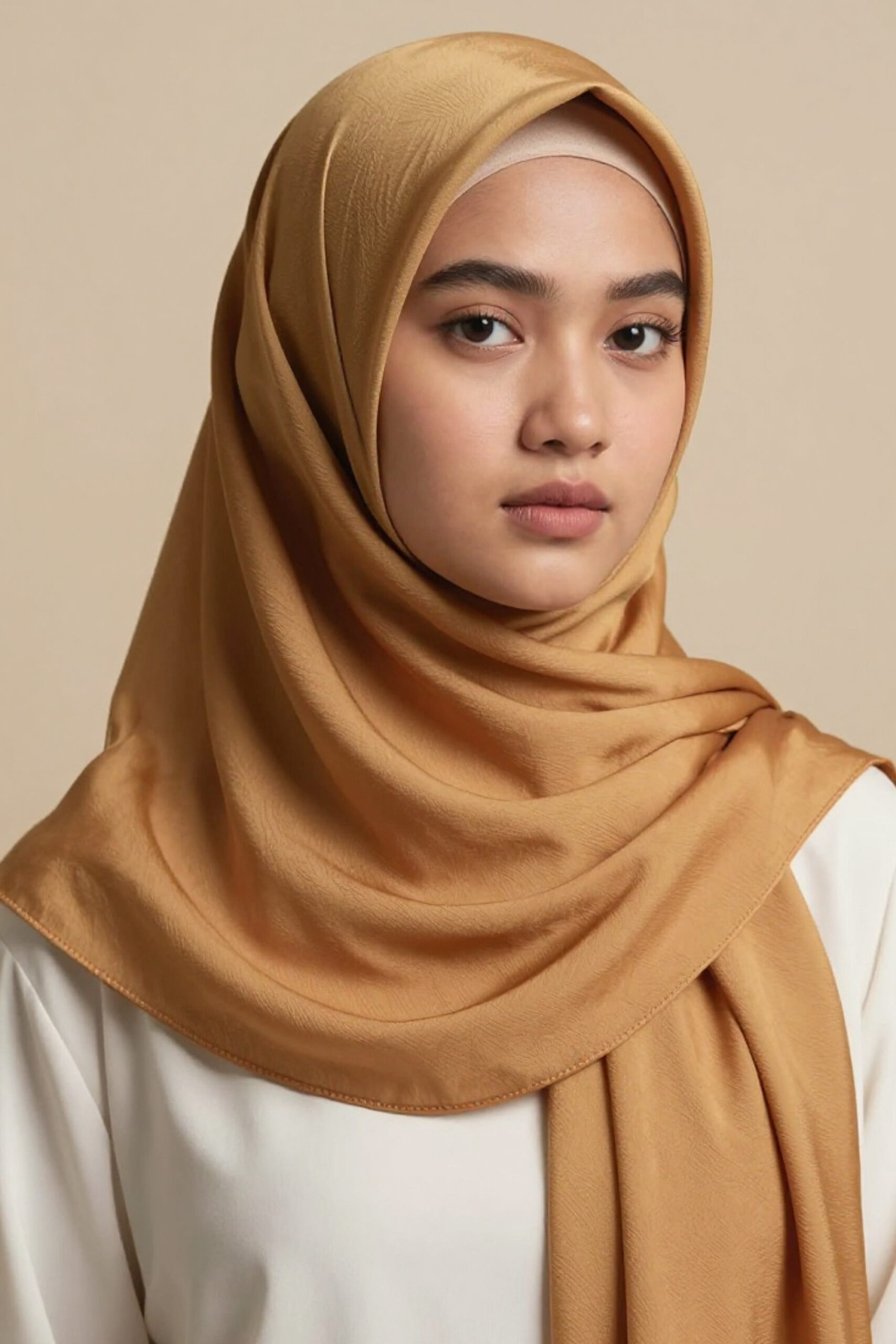 Crinkle Silk Scarves - Golden Color - Image 4