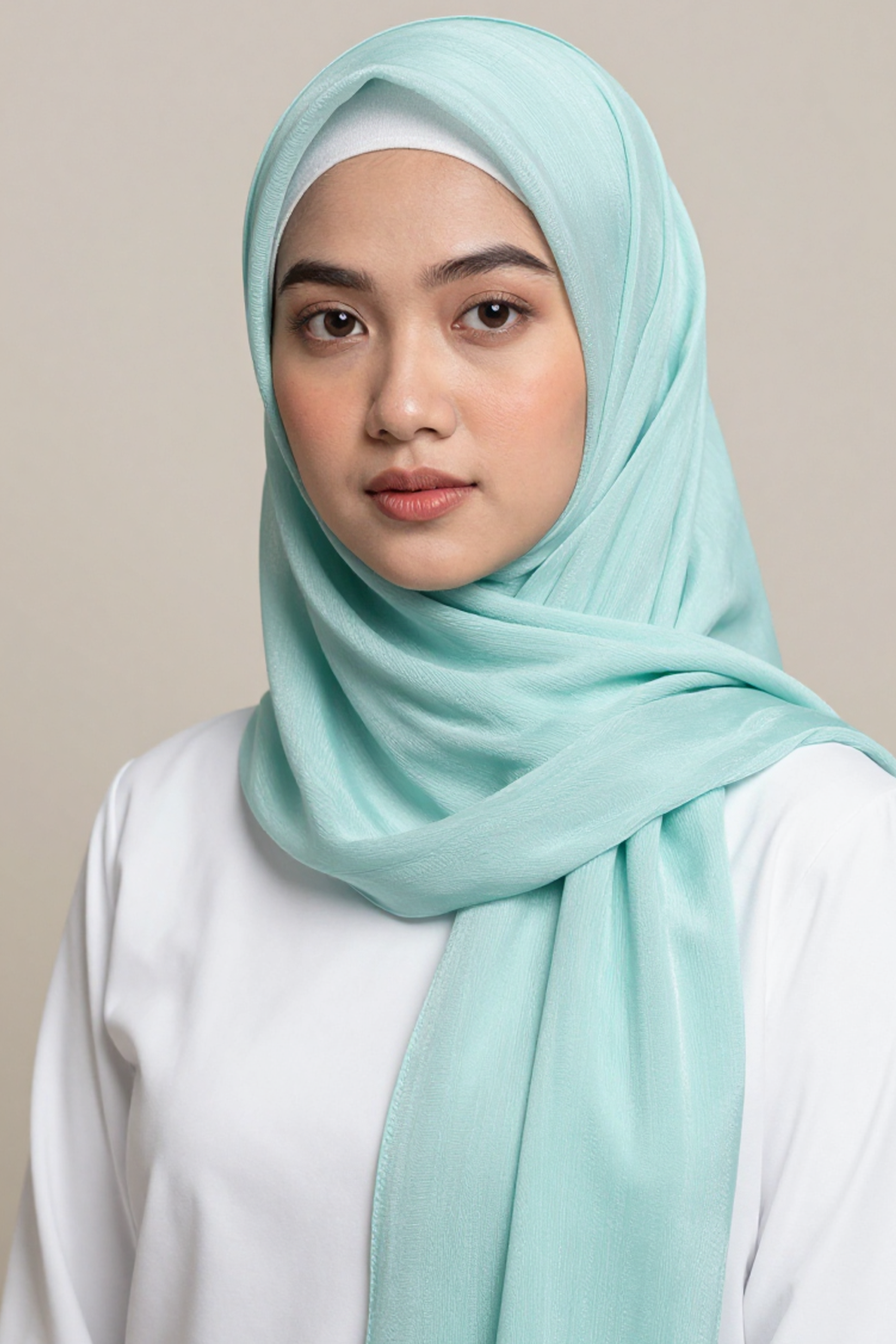 Crinkle Silk Scarves - Mint Green - Image 3
