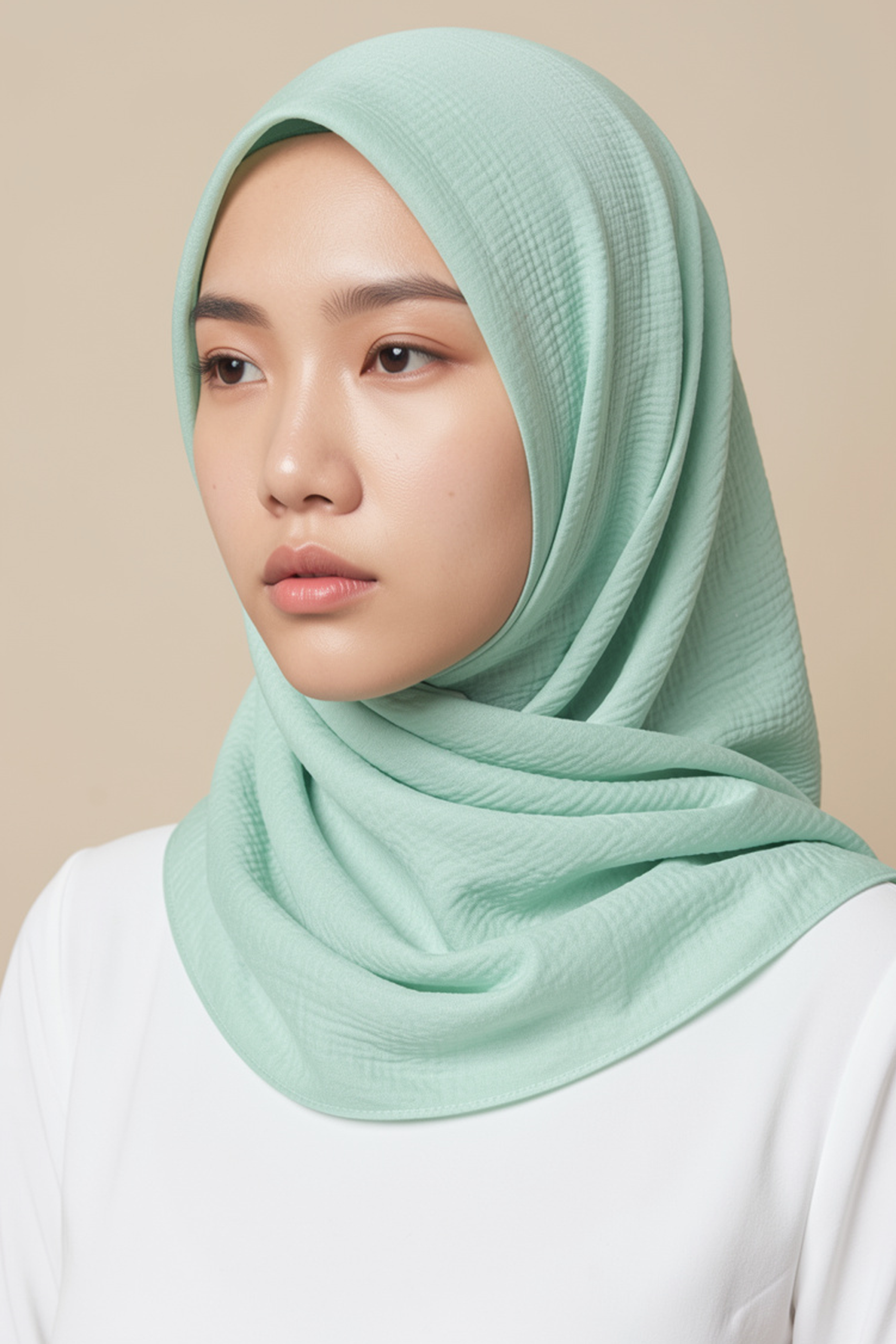 Crinkle Silk Scarves - Mint Green - Image 4