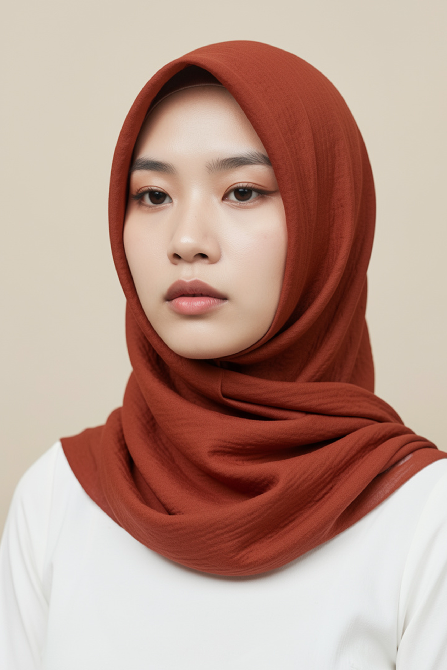 Crinkle Silk Scarves - Rust Color - Image 2