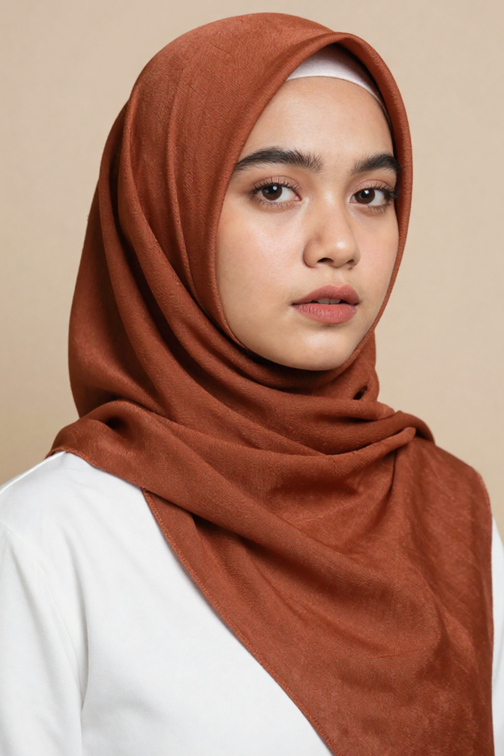Crinkle Silk Scarves - Rust Color - Image 3