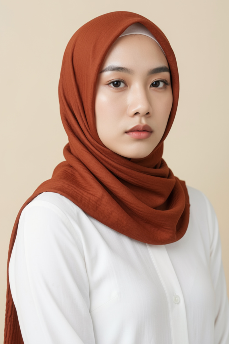 Crinkle Silk Scarves - Rust Color