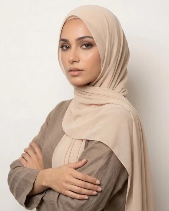 Beige Basic Georgette Hijab