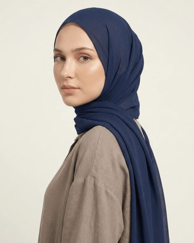 Navy Blue Basic Georgette Hijab